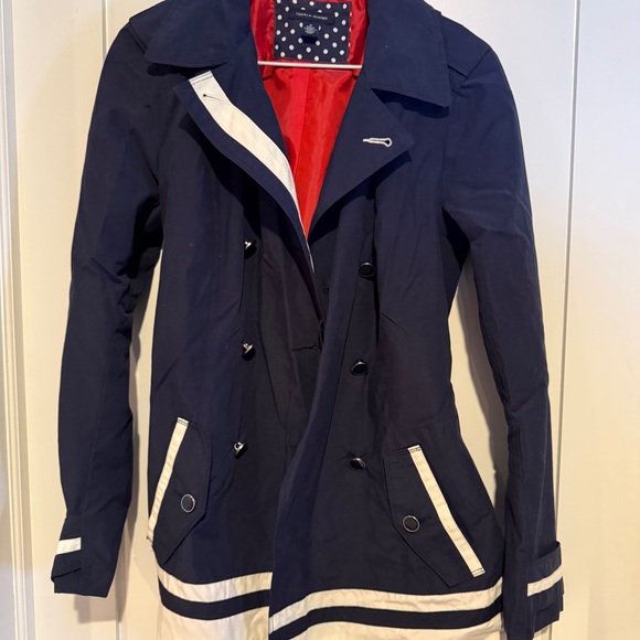 Tommy Hilfiger Navy and White Trench Coat - Picture 4 of 5